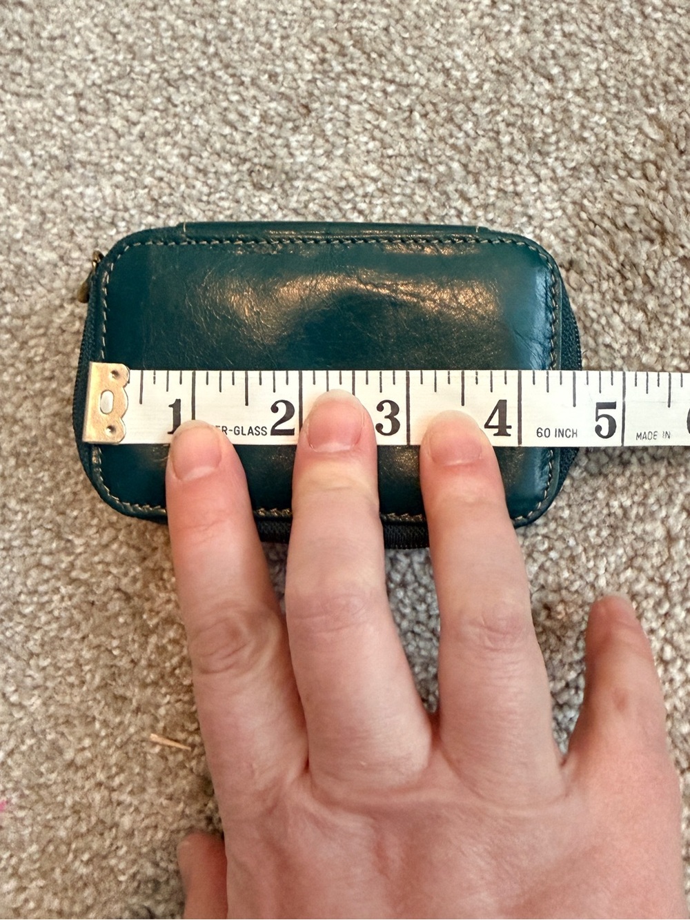 FOSSIL Teal Leather Small Jewelry Case Box Zip Around Travel Compact - Picture 7 of 9